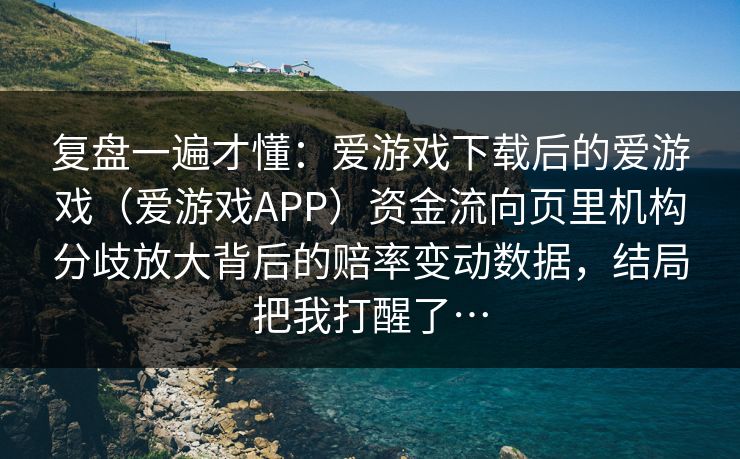 复盘一遍才懂：爱游戏下载后的爱游戏（爱游戏APP）资金流向页里机构分歧放大背后的赔率变动数据，结局把我打醒了…