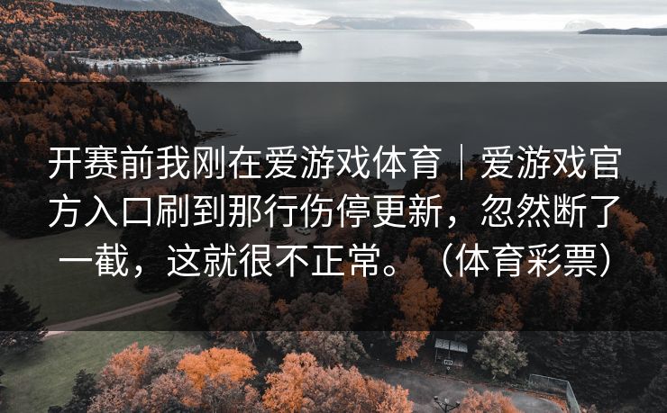 开赛前我刚在爱游戏体育｜爱游戏官方入口刷到那行伤停更新，忽然断了一截，这就很不正常。（体育彩票）