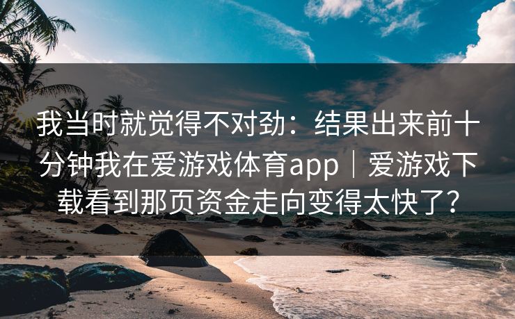 我当时就觉得不对劲:结果出来前十分钟我在爱游戏体育app|爱游戏下载看到那页资金走向变得太快了? 我当时就觉得不对劲:结果出来前十分钟我在爱游戏体育app|爱游戏下载看到那页资金走向变得太快了?